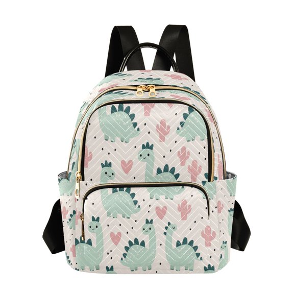 RMDQTR Quilted Backpack Lightweight Casual Daypack with Multi Zipper Pockets for Travel Daily Use Shopping Sports Hearts and Dinosaurs