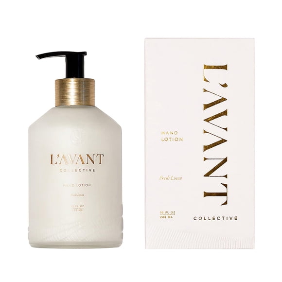 L'AVANT Collective Loción de manos de lujo - Crema de manos hidratante de alto rendimiento para manos secas y agrietadas, uñas y cutículas - Fórmula hidratante de manteca de karité (10 oz de lino fres