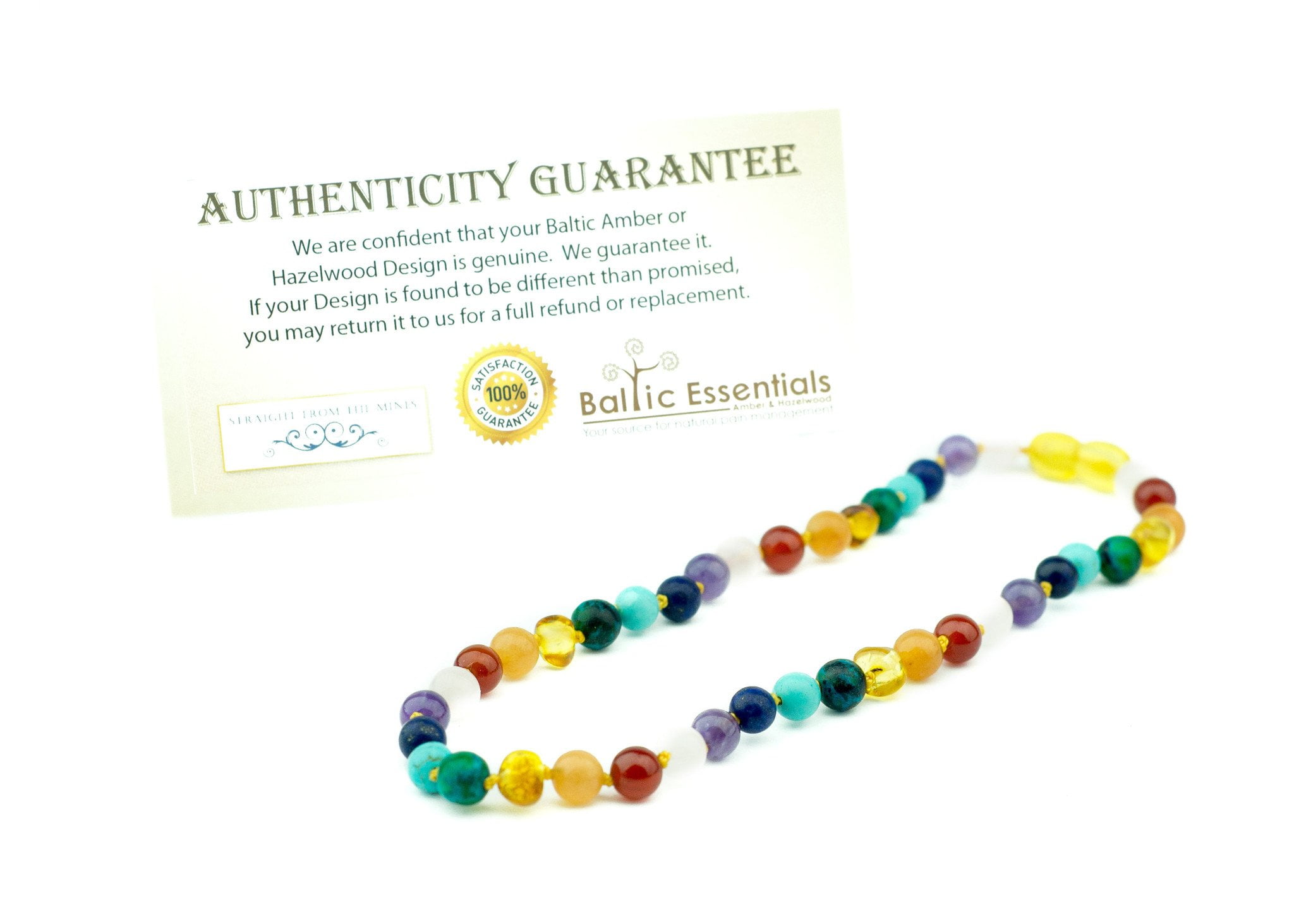 Brown/Pink For Ages 4-15 Certified Baltic Amber Necklace For Kids- 15 inch- Immune System Boost