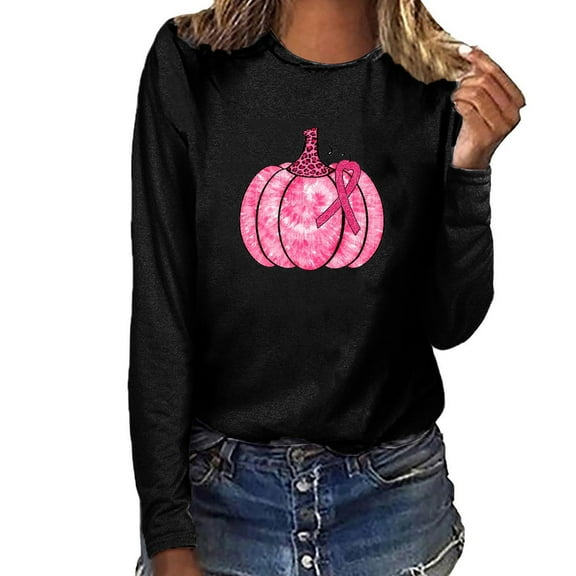 cllios Breast Cancer Tshirts for Women Cancer Survivor Long Sleeve Sweatshirts Cute Pink Ribbon Awareness Graphic Tees Inspirational Gifts