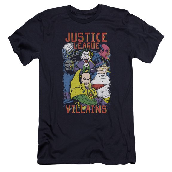 JLA Justice League Villians Premium Canvas Adult Slim Fit 30/1 T-Shirt Navy
