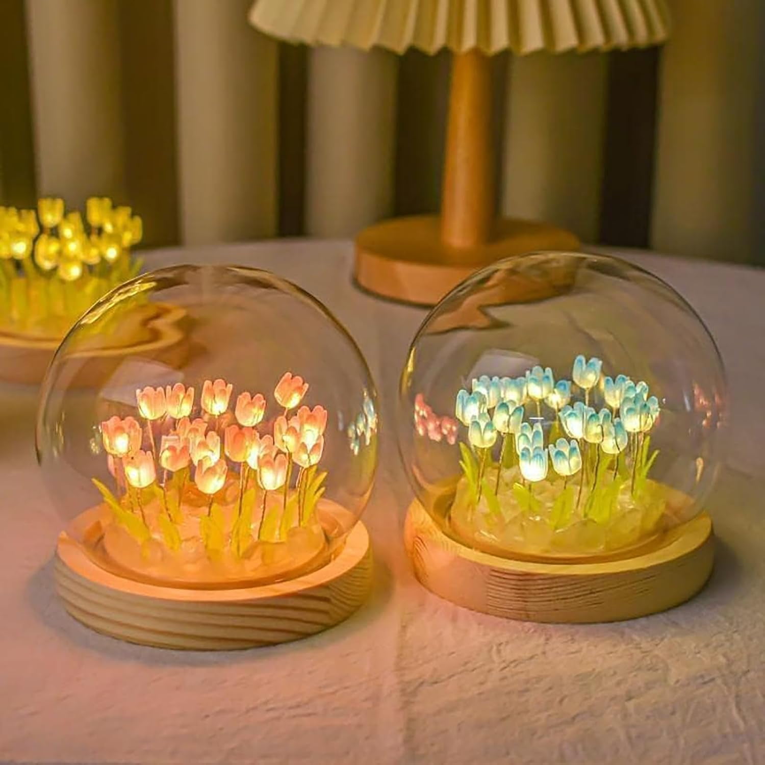 Tulip Lamp Gifts for Women, LED Tulip Crystal Glass Ball Night Light Bedroom Decor Tulip Night Light for Birthday Anniversary Mother's Day Valentines Day
