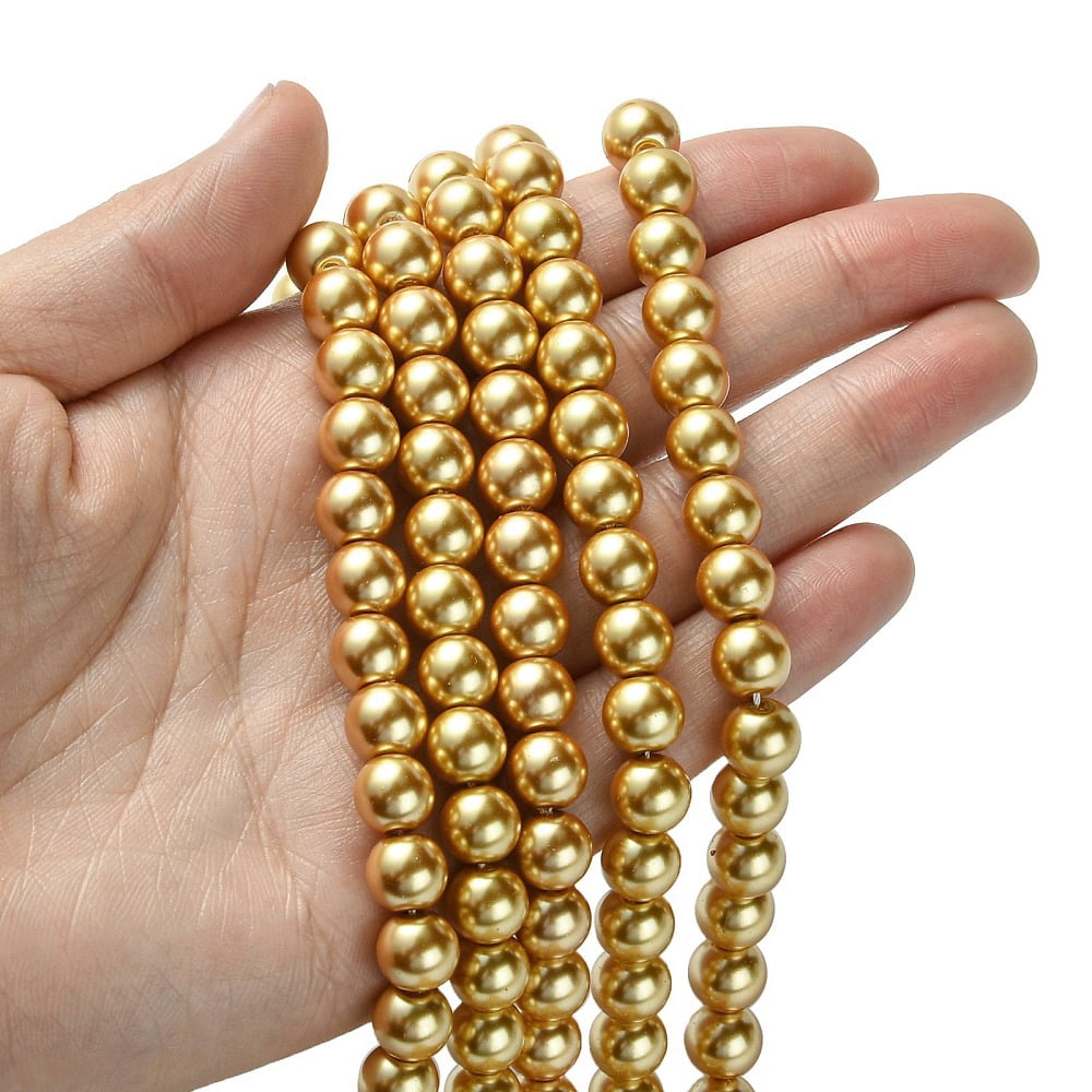 10Strand Eco-Friendly Glass Pearl Beads Strands Grade A Round Dyed Cotton Cord Threaded Peru 8mm Hole: 1.2~1.5mm about 52pcs/strand
