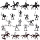 thumbnail image 3 of juego de minifiguras de soldados de mesa de arena, pequeñas figuras de caballeros, micropaisajismo, decoraciones de caballos, 3 of 7