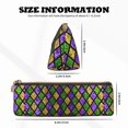 thumbnail image 4 of Xecao Mardi Gras Shiny Green Purple Print Leather Pencil Case -Stationery Bag Pen Holder for Work & Office, 4 of 5