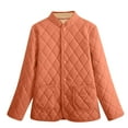 thumbnail image 3 of Women's Plus Size Quilted Jacket Small Stand Collar Striped Coat Corduroy Jacket Thickened Coat Jacket Oversized Puffer Coat(Orange 3XL), 3 of 7