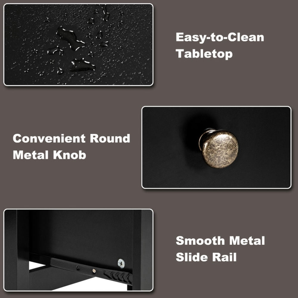 Demi Bonn 3-Drawer Computer Desk with Spacious Desktop, Small Home Office Desk Study Writing Table, Black