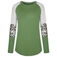 thumbnail image 6 of Women Crew Neck Long Sleeve Stripes Leopard Print Top, 6 of 6