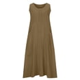 thumbnail image 6 of MYAOYI Plus Size Women's Cotton Linen Summer Dress Sleeveless Loose Fit Midi Casual Dress with Pockets Pleated Flowy Beach Dresses, 6 of 7