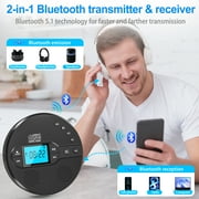 Jazmm CD Player Portable with Bluetooth 5.1, 2000mAh Rechargeable Discman, MP3/CD-R/USB Playback, Backlit LCD, Sleep Timer for Car, Home