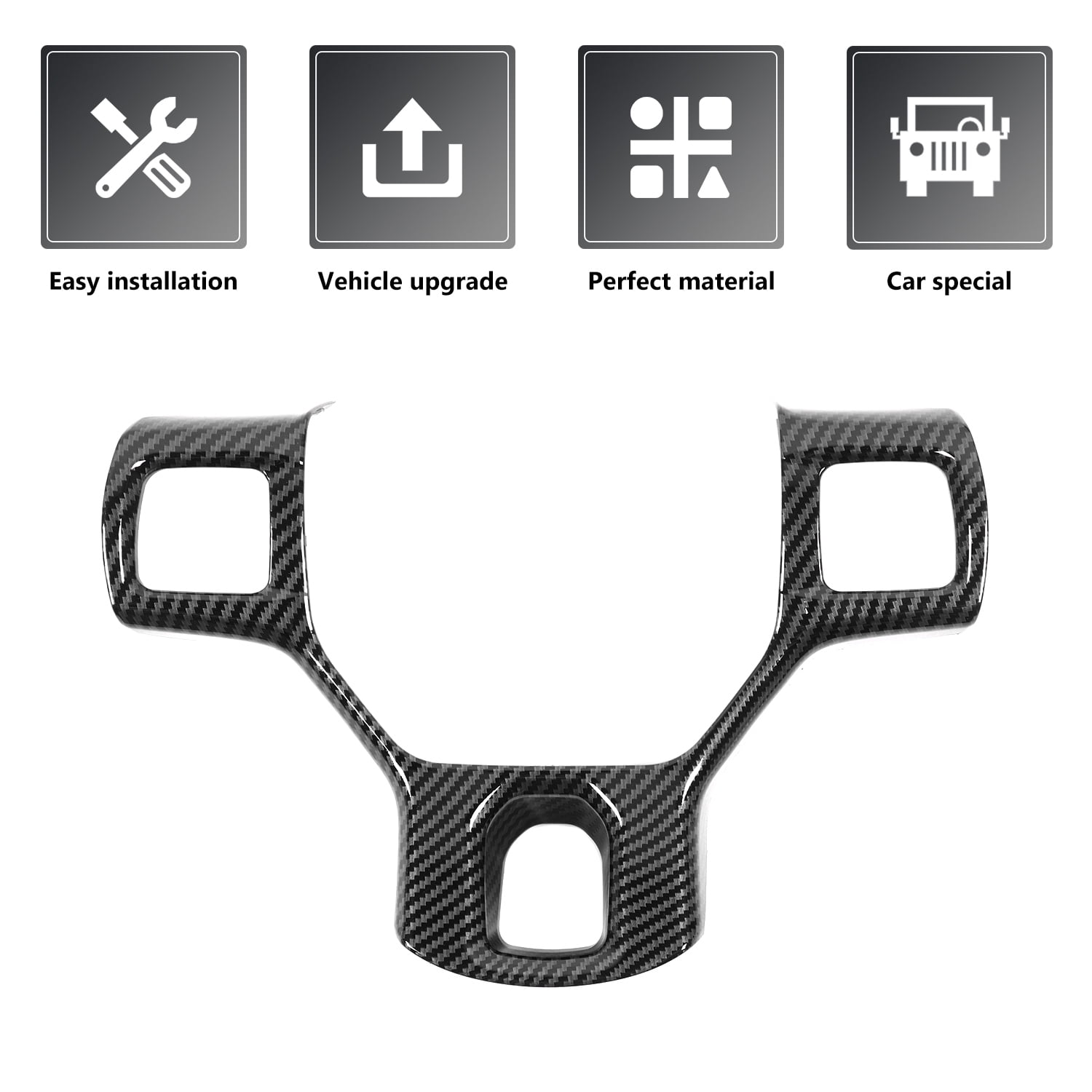 CheroCar Car Steering Wheel Cover Trim for Dodge RAM 2010-2017(Carbon Fiber Black)