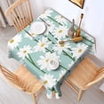 thumbnail image 2 of Teal Daisy Flower White Blooms Pattern Square Tablecloth,Waterproof Square Table Cover,Wipeable Spillproof Washable Table Cover for Home Kitchen Party Decor 52"x52"(132x132cm), 2 of 6