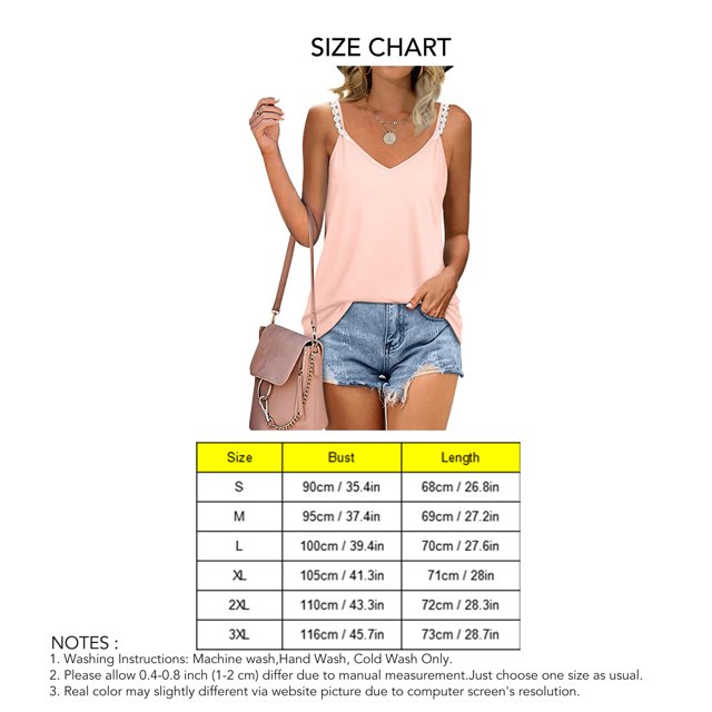 Camiseta Sin Mangas Con Tirantes Finos De Encaje, Camiseta Sin Mangas De Verano Para Mujer, Poliéster Suave, Color Puro, Fácil De Combinar, Cuello En V, Corte Suelto Para Fiesta OTVIAP Rosa claro XL