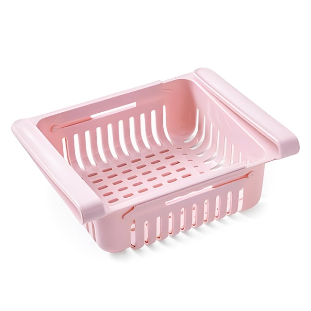 Bearachild Organizador de refrigerador retráctil multifuncional en niveles cajón de nevera estante de cesta divisor fresco capa bandeja caja de Almacenamiento y organización del hogar Rosa
