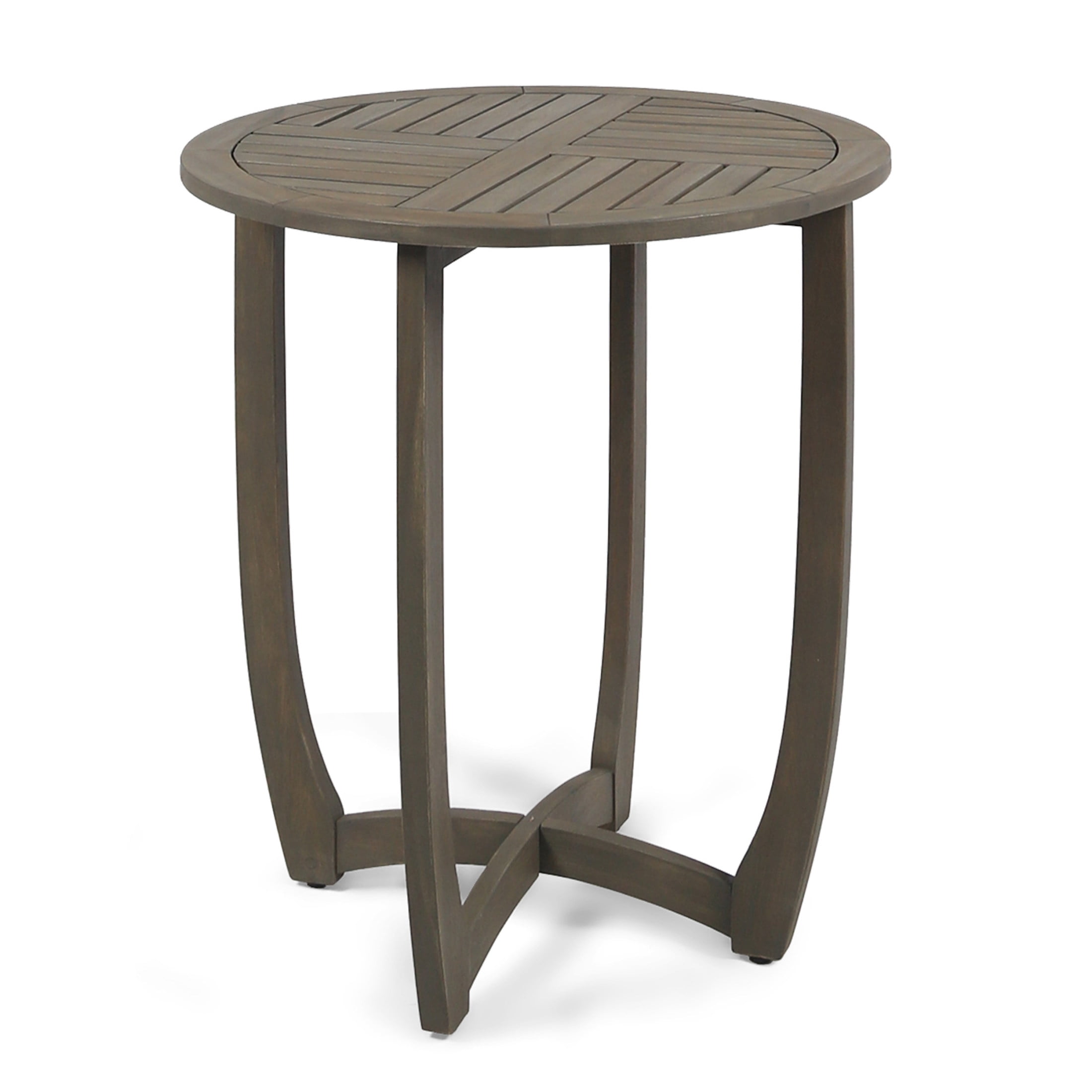 Christopher Knight Home 3-Piece Acacia Wood Swivel Chairs and Bistro Table Set, Beige + Gray