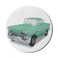 thumbnail image 1 of Cars Mouse Pad for Computers, Veteran Classical Green Car Historic Vintage Vehicle in Cartoon Style, Round Non-Slip Thick Rubber Modern Gaming Mousepad, 8" Round, Mint Green Pale Grey, by Ambesonne, 1 of 2