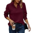 thumbnail image 2 of COMVALUE Women's Casual Long Sleeve Stand Neck Sweatshirt Lightweight Button Pullover Tops (Wine,S), 2 of 9