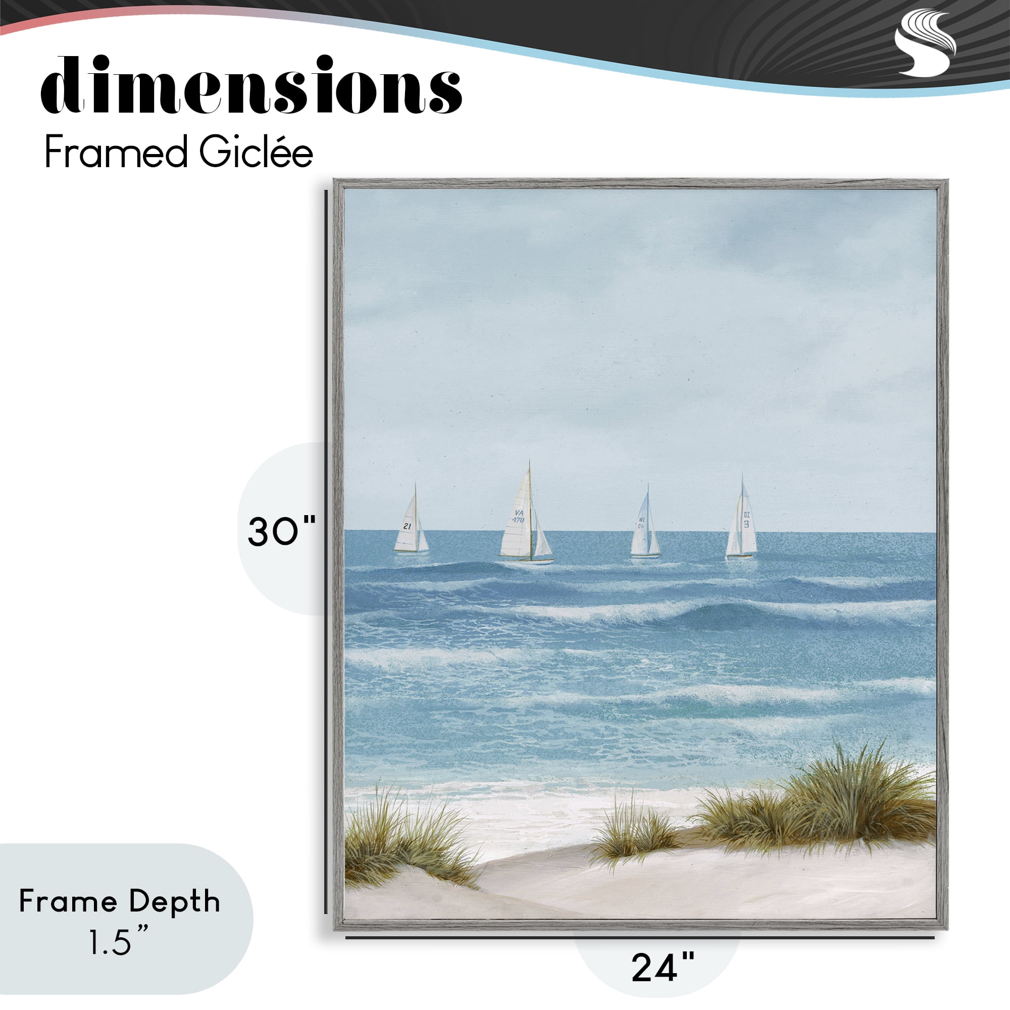 Stupell Industries Boats Sailing Away Gray Framed Giclee Art, design by Lorenzo Collective