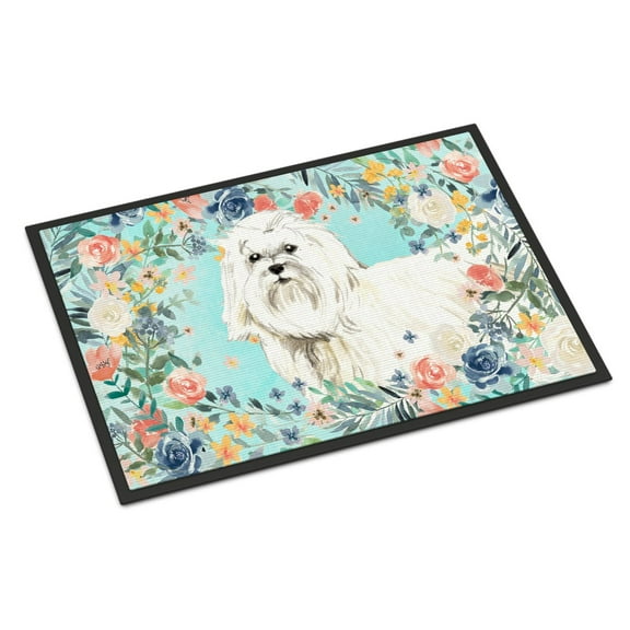 Carolines Treasures CK3418MAT Maltese Door Mat Indoor Rug or Outdoor Welcome Mat 18x27 Doormat 27"L x 18"W multicolor