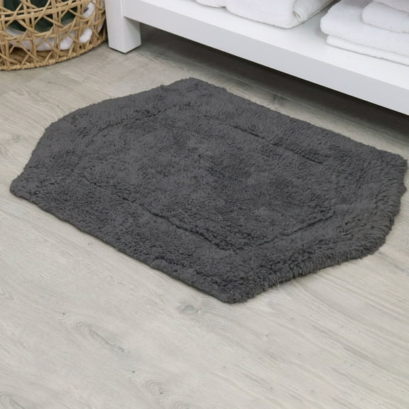 HOME WEAVERS Waterford Bath Rug, Extra Soft Cotton, Non-Slip, Machine Washable – 21"x34", Gray