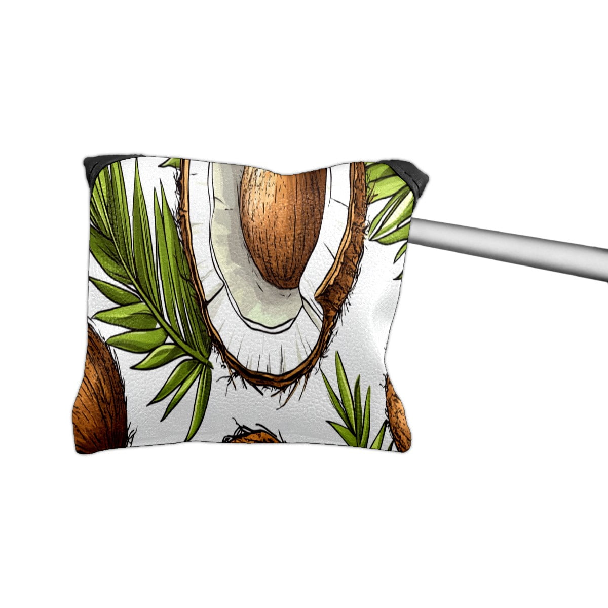 Golf Mallet Putter Cover Premium Leather Waterproof Golf Putter Head Cover with Magnetic Closure Coconut Palm Leaves