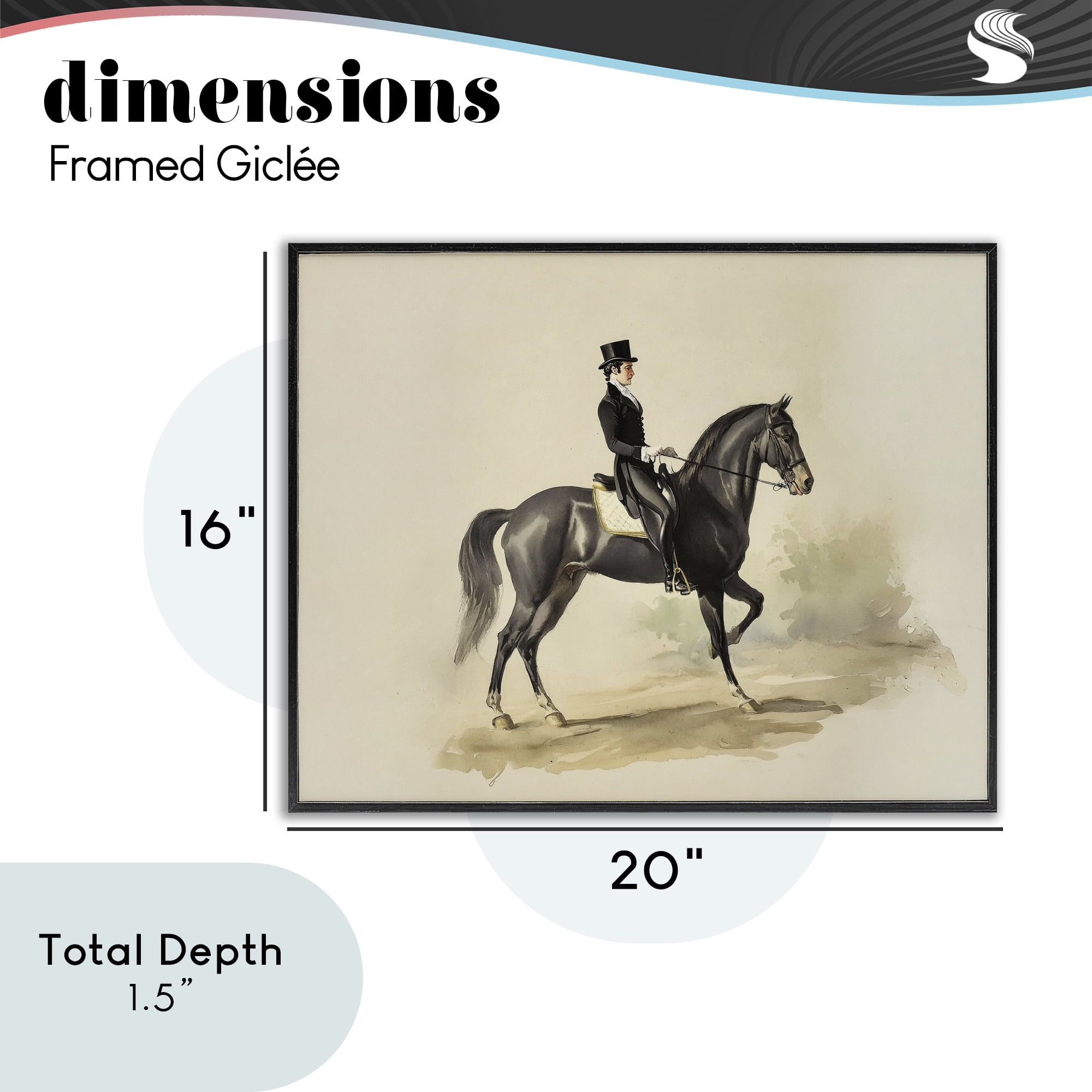 Stupell Industries Gentleman On A Horse Black Framed Giclee Art, design by Sisi and Seb