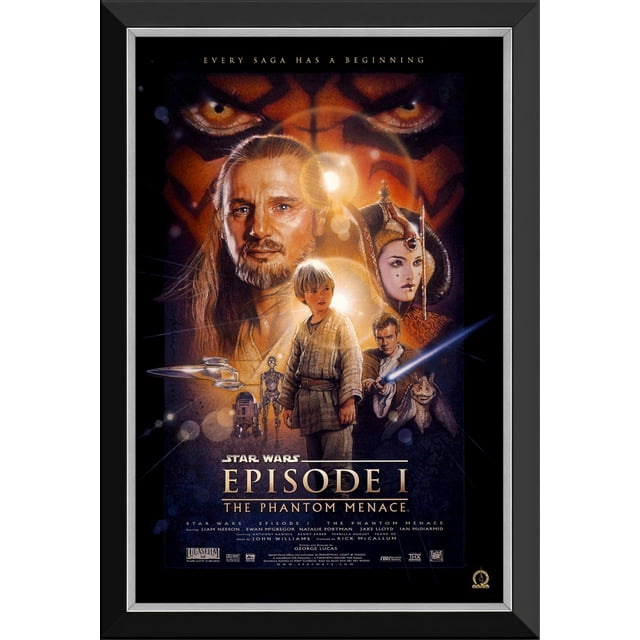 Star Wars Episode I The Phantom Menace Framed Poster Print Wall Art Prequel Collectible (33.5" x 23.5")