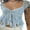 Blue, variant on Women Y2k Lace Crop Top Summer Cap Sleeve Sheer Irregular Hem Shirt Tanks Tops Coquette Clothes
