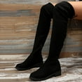 thumbnail image 6 of Fesfesfes Fuzzy Boots for Women Long Tube Round Toe Zipper Bare Heel Boots Over Knee Boots For Teen Girls US:5.5(36), 6 of 7