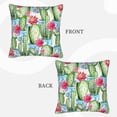 thumbnail image 3 of Bingfone Flowers And Cactus Linen Throw Pillow Covers Cushion Case Pocket Button Vintage Farmhouse Pillowcase For Sofa Couch Bed 16"X16", 3 of 9