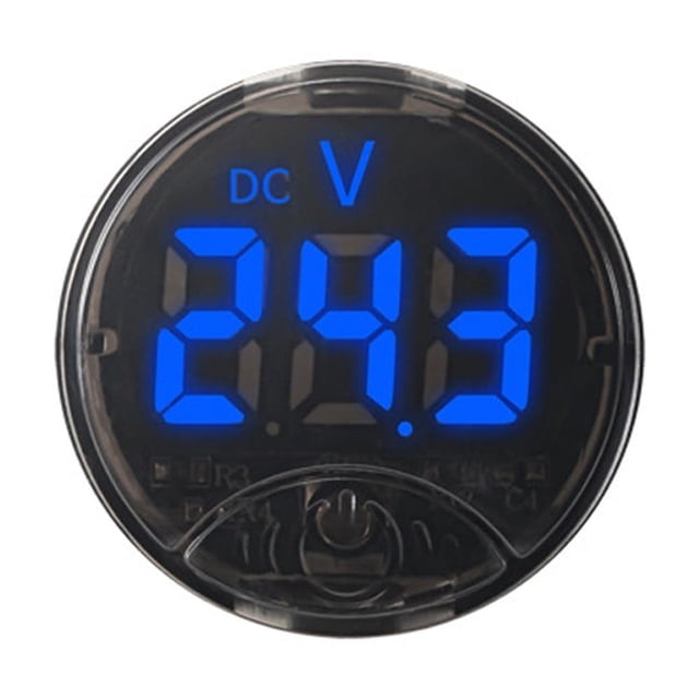 TFixol Digital LED Voltage Meter with Touch Control, DC 7-120V/0-120V, Two-Wire & Three-Wire Compatible, Reverse Polarity Protection, Low Voltage Alarm, 4 Display Colors (Blue, Red, Green, White)