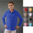 thumbnail image 2 of VOUZZA Kids Dress Shirt Long Sleeve Solid Button Down Collar Shirt Boys Girls School Uniform Formal Wedding Oxford Shirts, Size 3T-12 Years, 2 of 3
