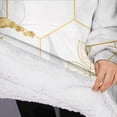 thumbnail image 3 of Oversized Wearable Blanket Hoodie,White Gold Leaf Marble Pattern Sherpa Blanket Hoodie with Super Pockets,Super Warm Fuzzy Pullover for Women & Men, 3 of 6