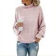 thumbnail image 1 of Powerdelux Women's Turtleneck Sweater Oversized Long Batwing Sleeve Chunky Knit Pullover Tops, 1 of 4