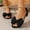 #0257-Black, variant on Xucatan Womens Sandals Dressy, Glitter Bow Pearl Ankle Chain Heels, Elegant Low Block Heel Shoes for Party Evening Wear Gift