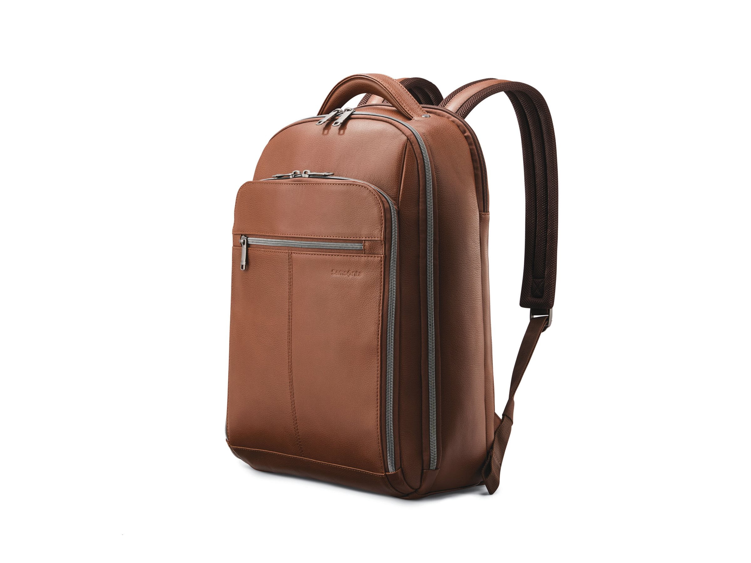 Samsonite Classic Leather Notebook carrying backpack 15.6" cognac