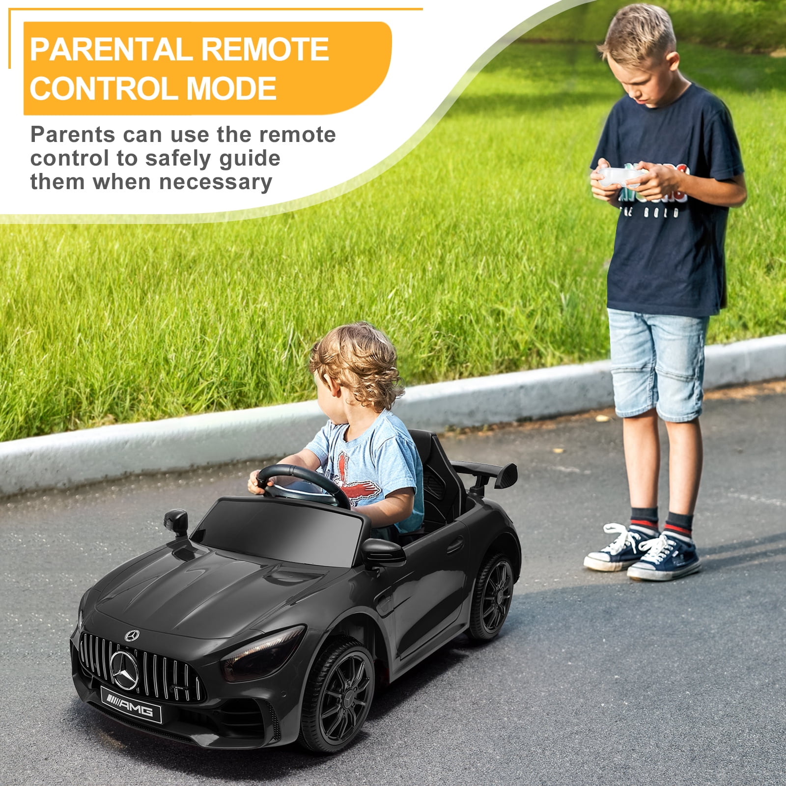 Kepooman Electric Remote Control Truck, Kids Toddler Ride On Cars 12V 4.5Ah with 2.4G Remote Control Mercedes-Benz Sports Car, Black Kepooman Electric Remote Control Truck, Kids Toddler Ride On Cars 12V 4.5Ah with 2.4G Remote Control Mercedes-Benz Sports Car, Black