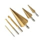 thumbnail image 2 of Juego de 6 brocas escalonadas de metal resistentes al desgaste, de alta dureza, con caja de almacenamiento, 3 brocas escalonadas y 3 brocas de sierra de 100 mm/3,9 pulgadas., 2 of 7