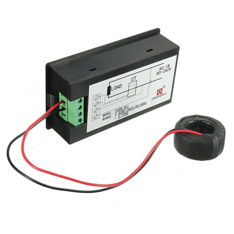 ZEFS--ESD Digital Voltmeter Digital AC 80-260V 100A Watt Power Meter Voltmeter Ammeter Energy Meter with AC Current Voltage Tester with Transformer Display Voltage 