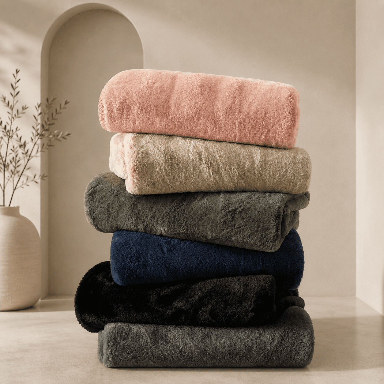 Cozy Haven Luxury Reversible Faux Fur to Plush Oversized Couch Throw Blanket, Pink, 50 x 72 in