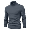 thumbnail image 3 of Iugvhana Men's Turtleneck Long Sleeve T Shirts Basic Casual Rib Knitted Sweaters Thermal Lightweight Pullover Sweater Dark Gray L, 3 of 4