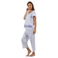 thumbnail image 2 of Casual Nights Women's Short Sleeve Top with Capri Pants Pjs Floral Border Capri Pajama Set, 2 of 5