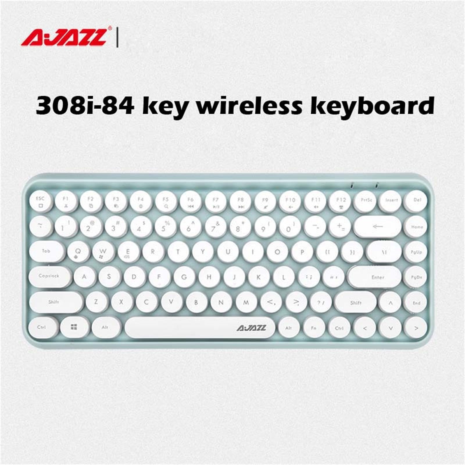 Ajazz Retro Wireless Bluetooth Keyboard 84 Keys, Compact Typewriter Keyboard with Round Keycaps, Portable Small Computer Keyboard for PC Tablet Mac iPad Windows Android.