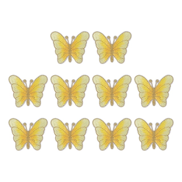 Parches de Mariposa Uxcell para Planchar, Parché Bordado para Coser para Reparación de Mochilas, Ropa, Zapatos, Oro