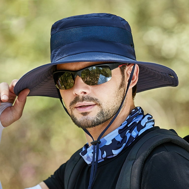 Mens Sun Hat with UV Protection Waterproof Wide Brim Sun Hat for Men  Fishing Hiking Safari Camping Garden Outdoor Black at  Women's  Clothing store
