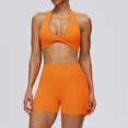 thumbnail image 4 of Women's Halter Twist Front Sports Bra and High Waist Biker Shorts 2 Piece Workout Set, Soft Stretchy Athletic Yoga Outfit, Slim Fit Exercise Tracksuit for Casual Daily Outdoor Wear, 4 of 7