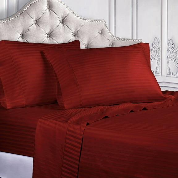 Superior 400 Thread Count Egyptian Cotton Sheet Set Of 5 Pieces, Burgundy, Split King