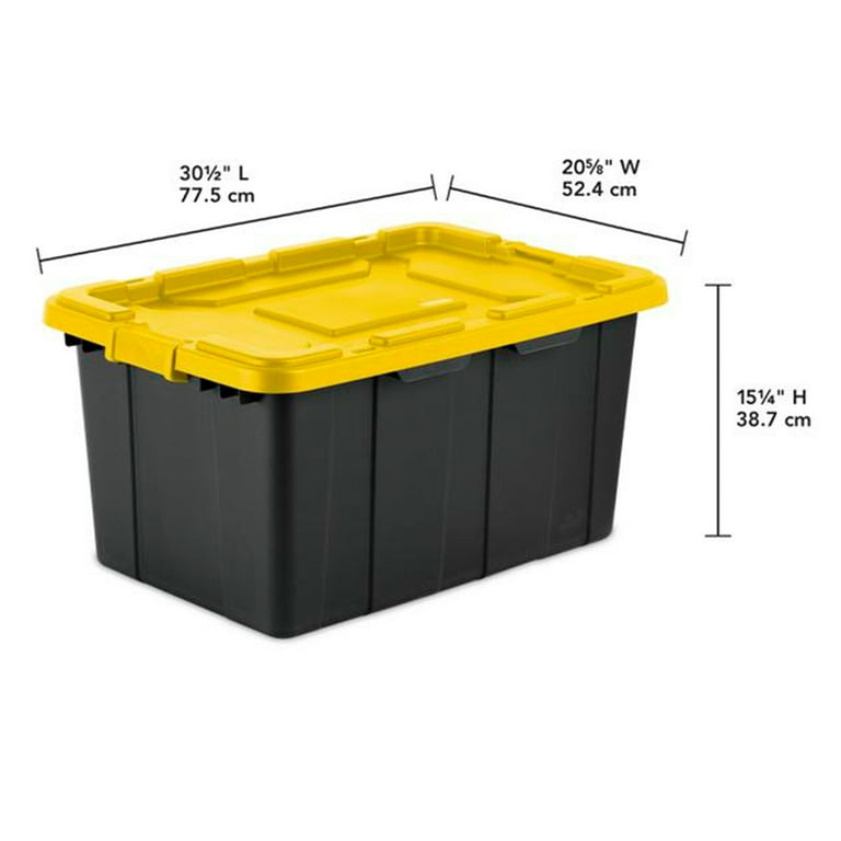 27 Gal. Tough Storage Tote in Black with Yellow Lid