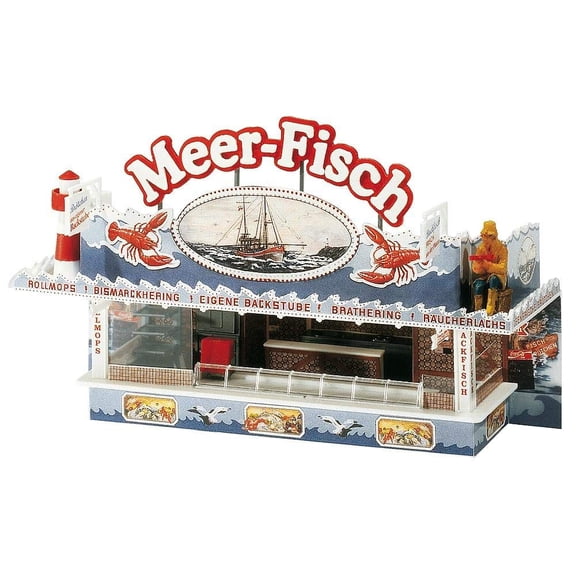 Faller HO Scale Building/Structure Kit Fish Booth/Carnival Market Food Stall