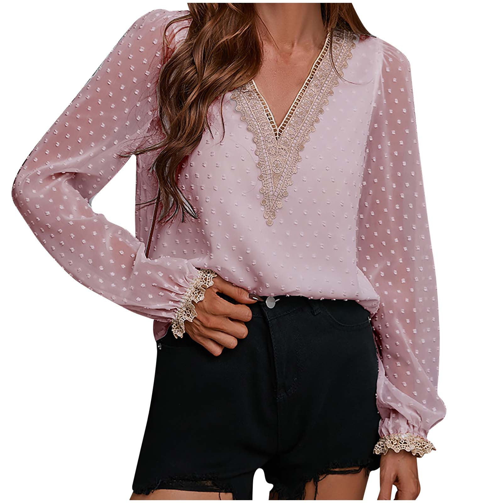Acelitt Womens Summer Sleeveless Shirt Swiss Dot Lace Blouses Flutter Tops 